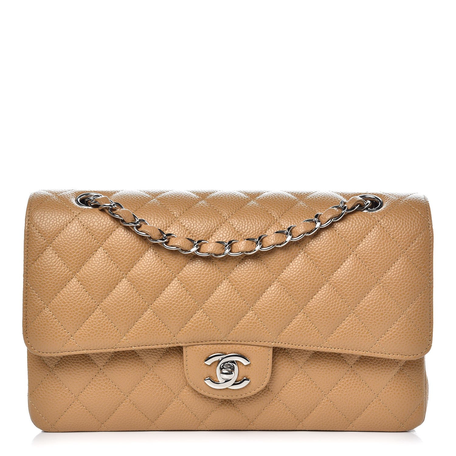 Chanel Caviar Quilted Medium Double Flap Beige 1 of 8
