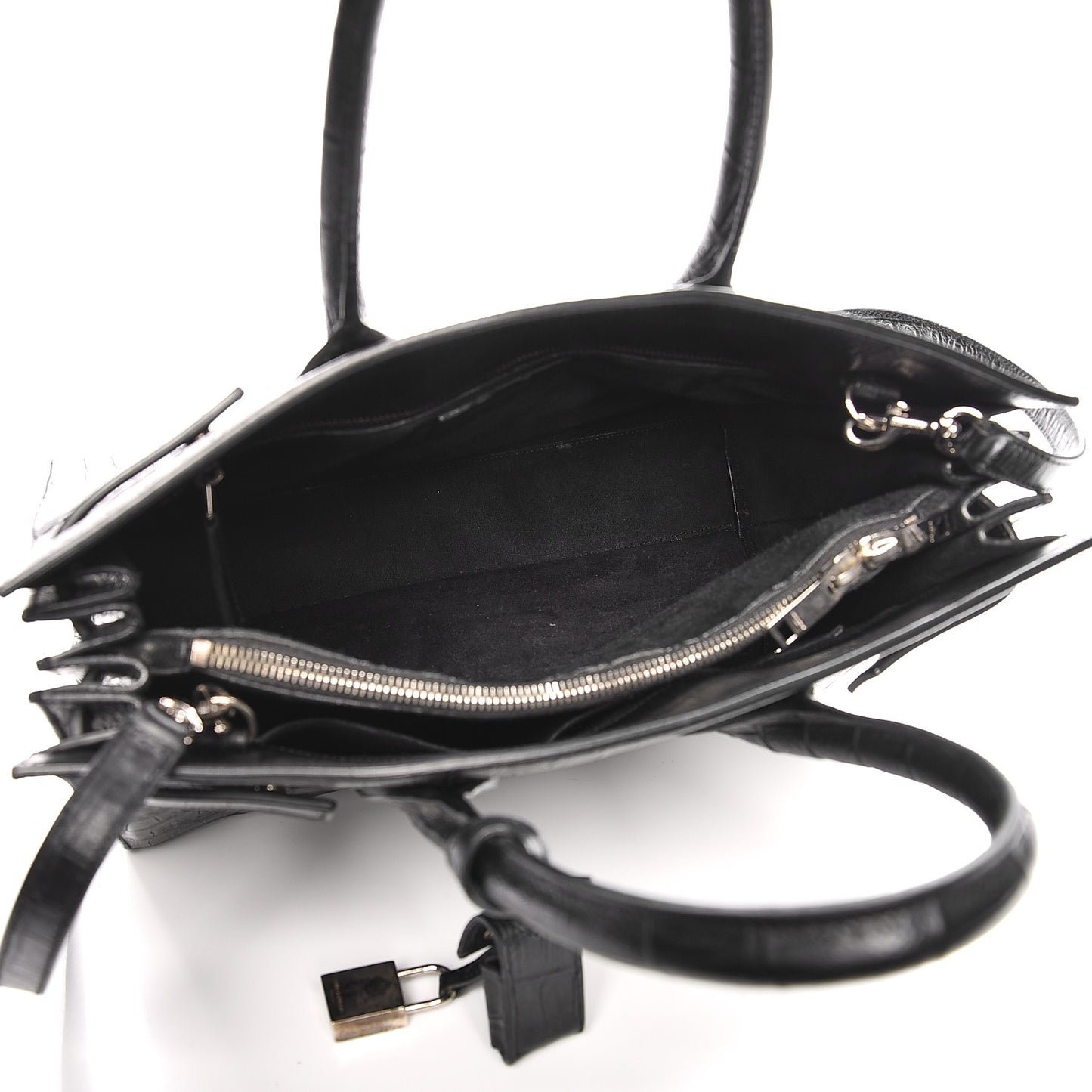Calfskin Crocodile Embossed Small Sac de Jour Black