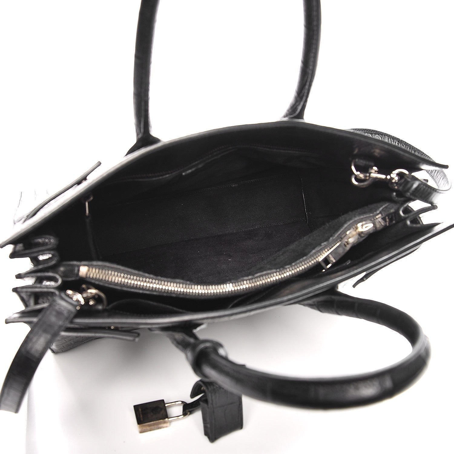 Saint Laurent Calfskin Crocodile Embossed Small Sac de Jour Black 6 of 13