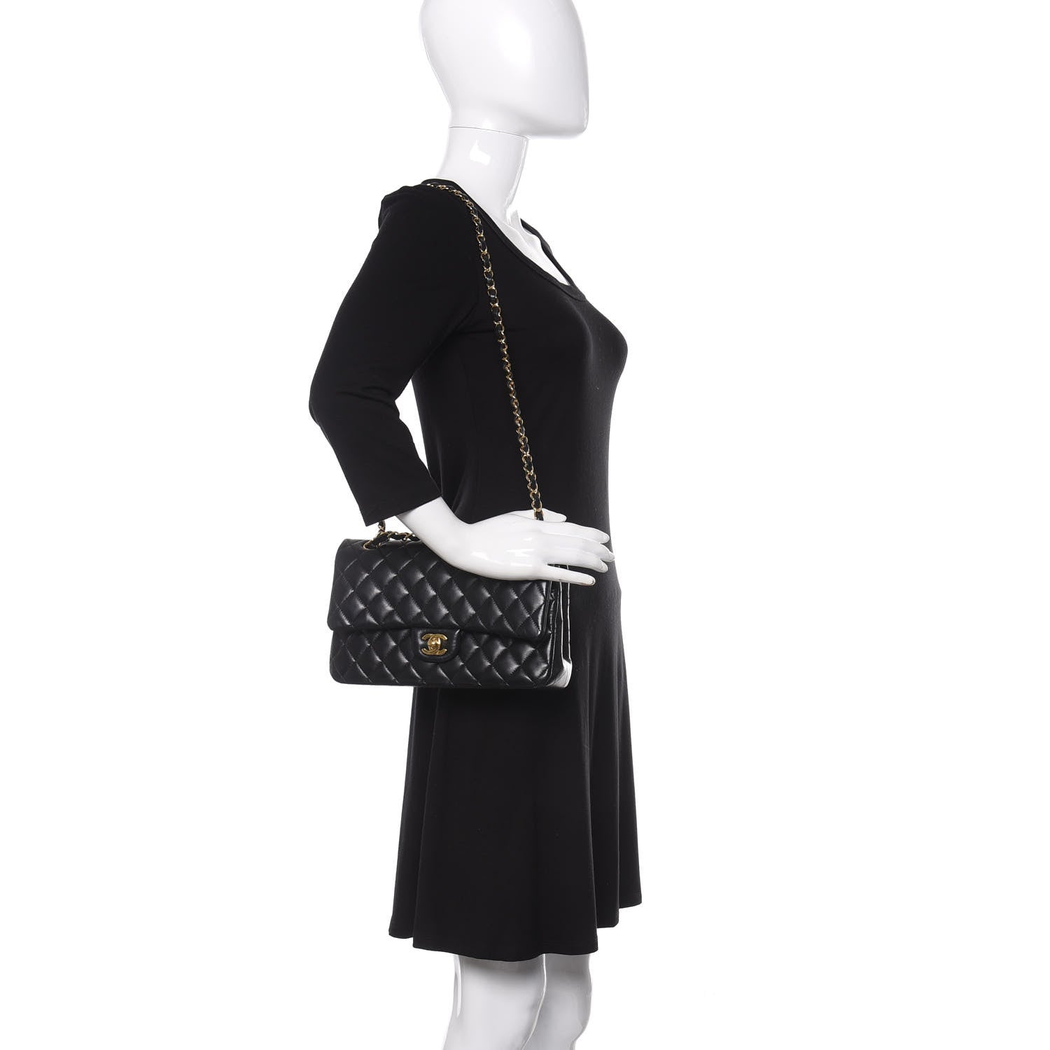 Chanel Lambskin Quilted Medium Double Flap Black 3 of 12