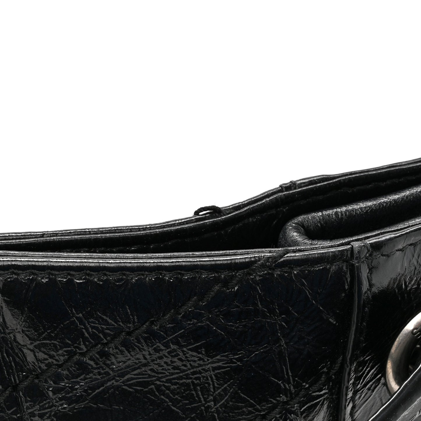 Crinkled Calfskin Matelasse Monogram Medium Niki Shopper Tote Black