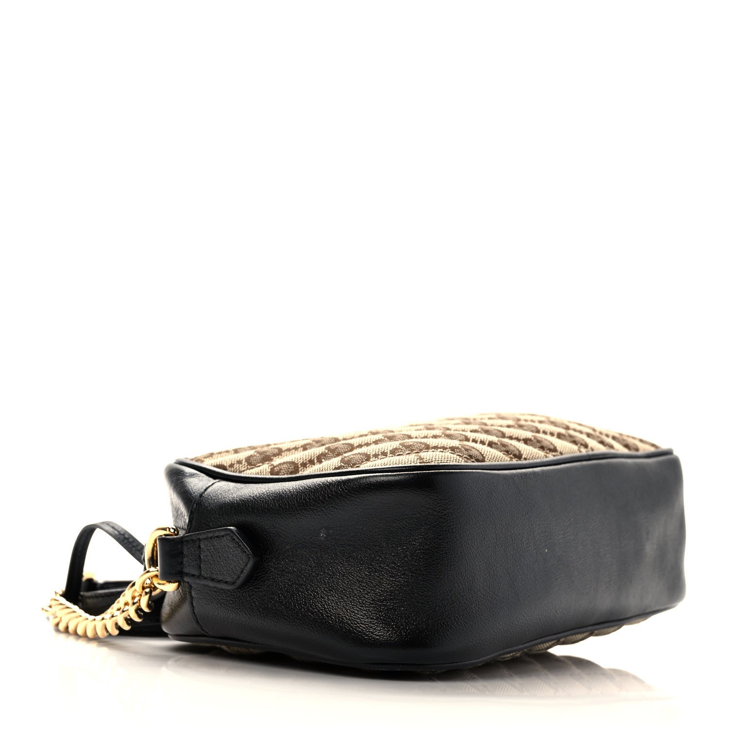Gucci Monogram Matelasse Diagonal Small GG Marmont Chain Shoulder Bag Beige Black 4 of 12