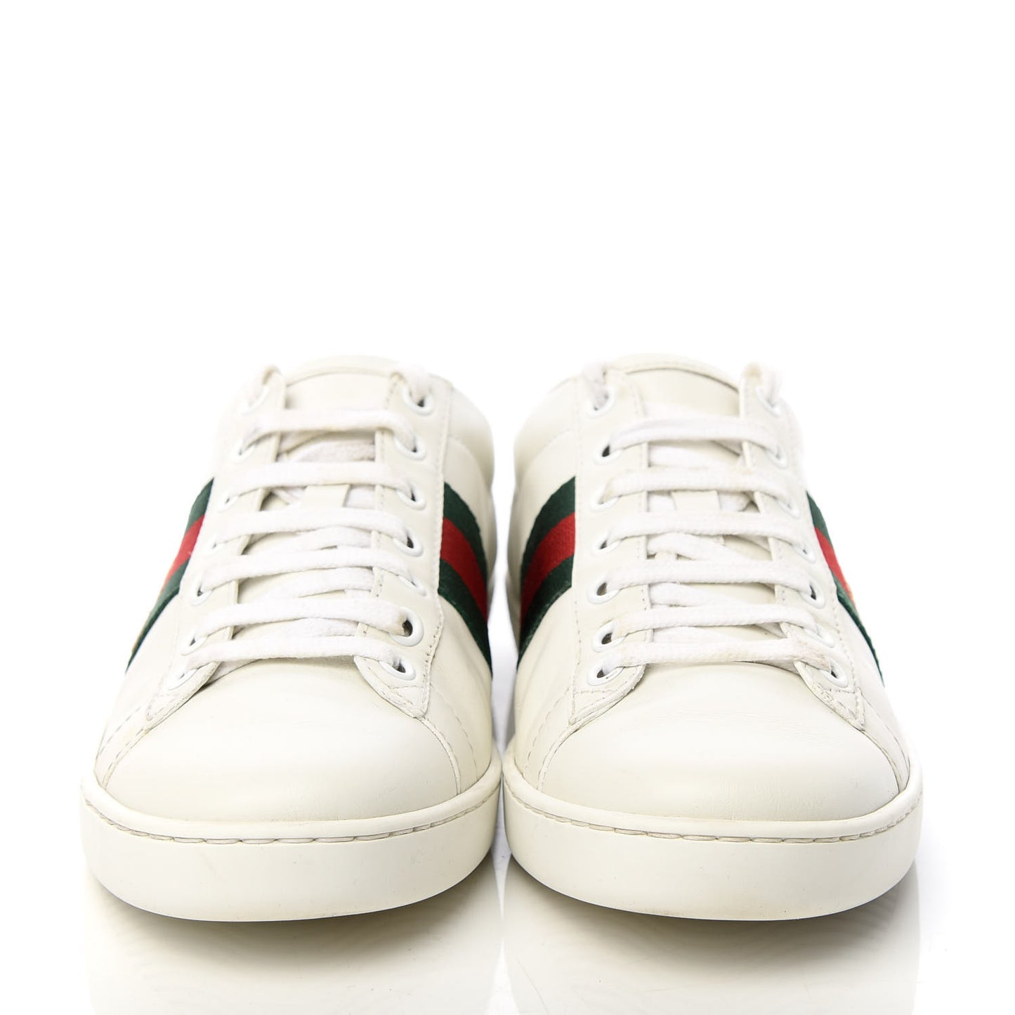 Calfskin Web Bee Embroidered Womens Ace Sneakers 37 White Green
