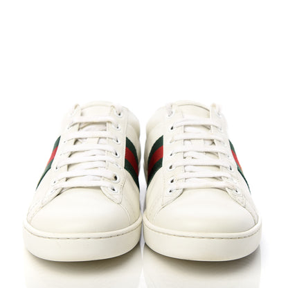 Gucci Calfskin Web Bee Embroidered Womens Ace Sneakers 37 White Green 2 of 10