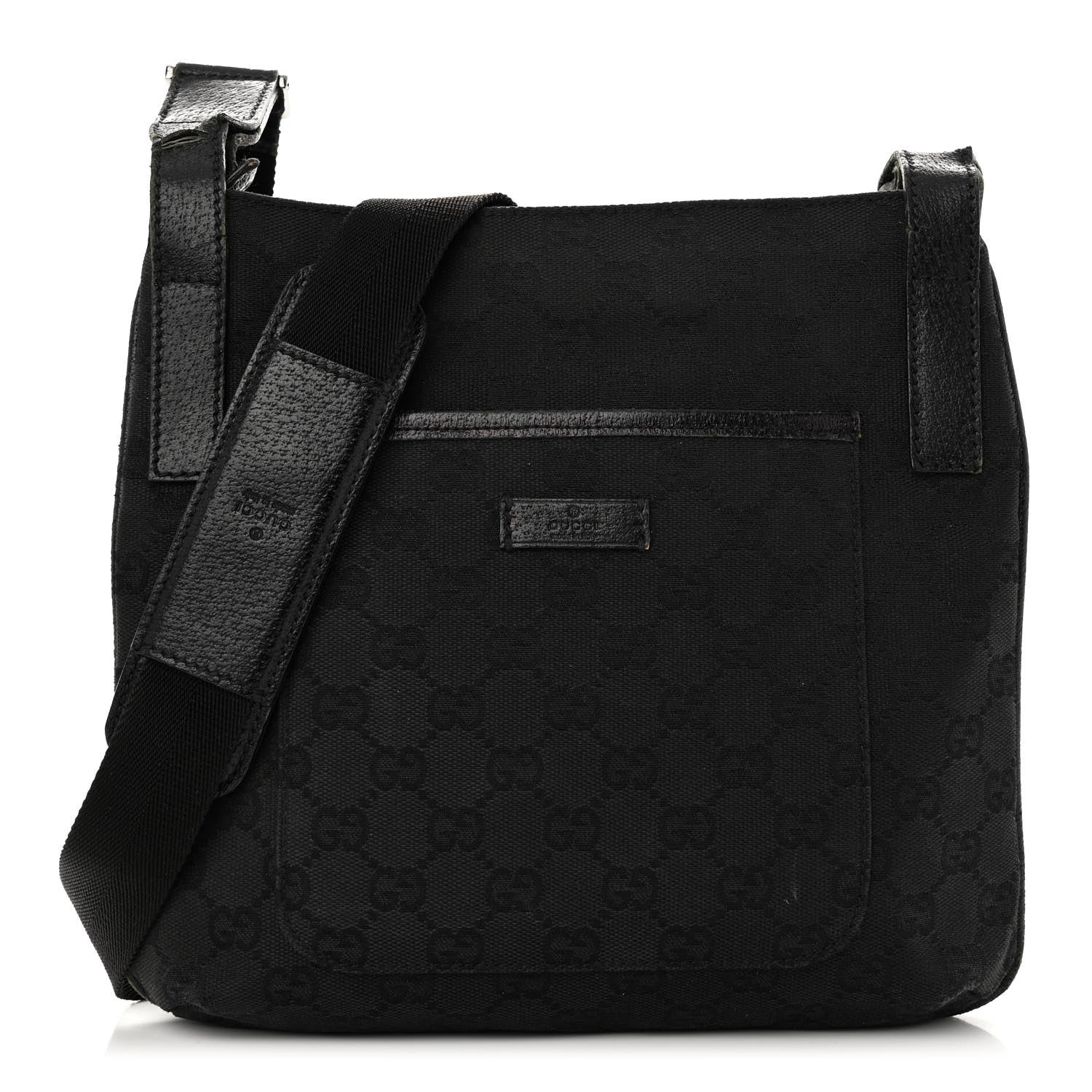 Gucci Monogram Flat Messenger Bag Black 1 of 11