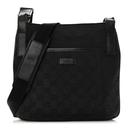 Gucci Monogram Flat Messenger Bag Black 1 of 11