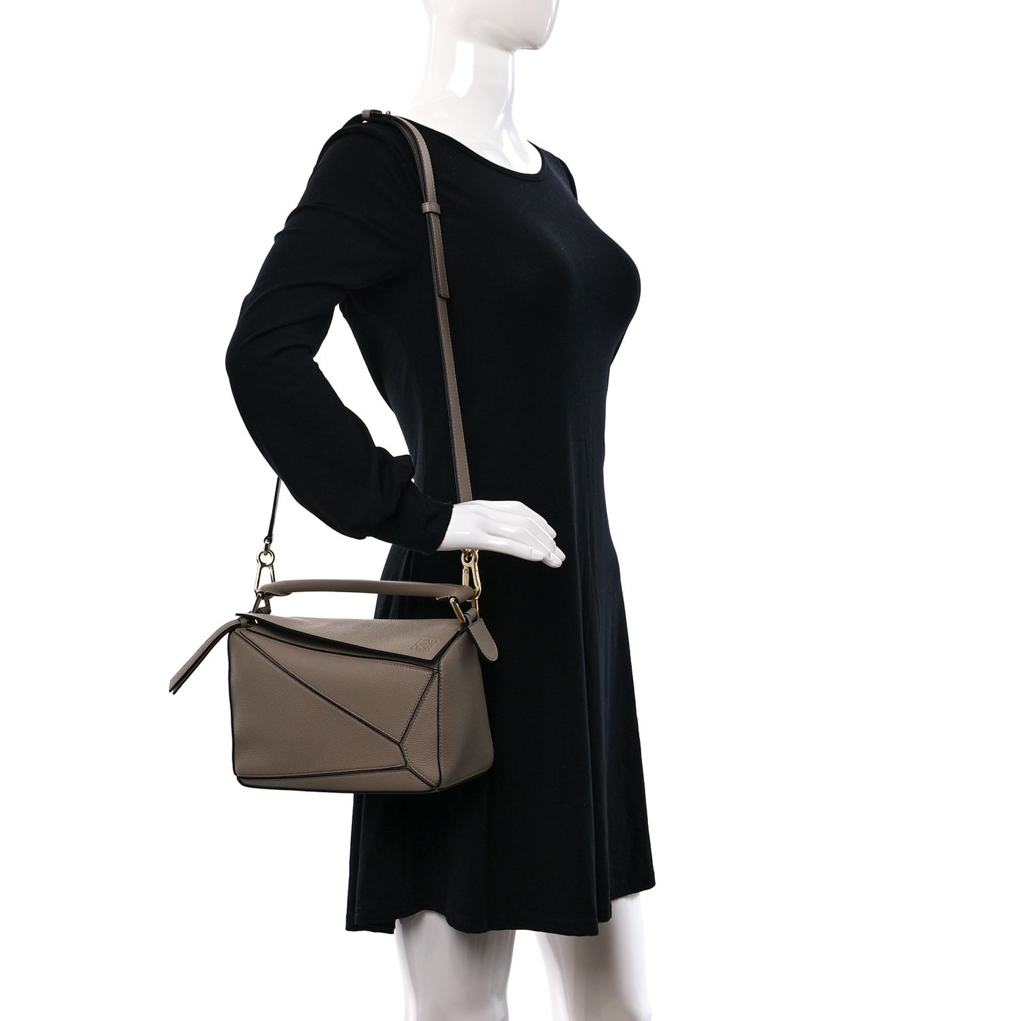 Grained Calfskin Small Puzzle Bag Sand