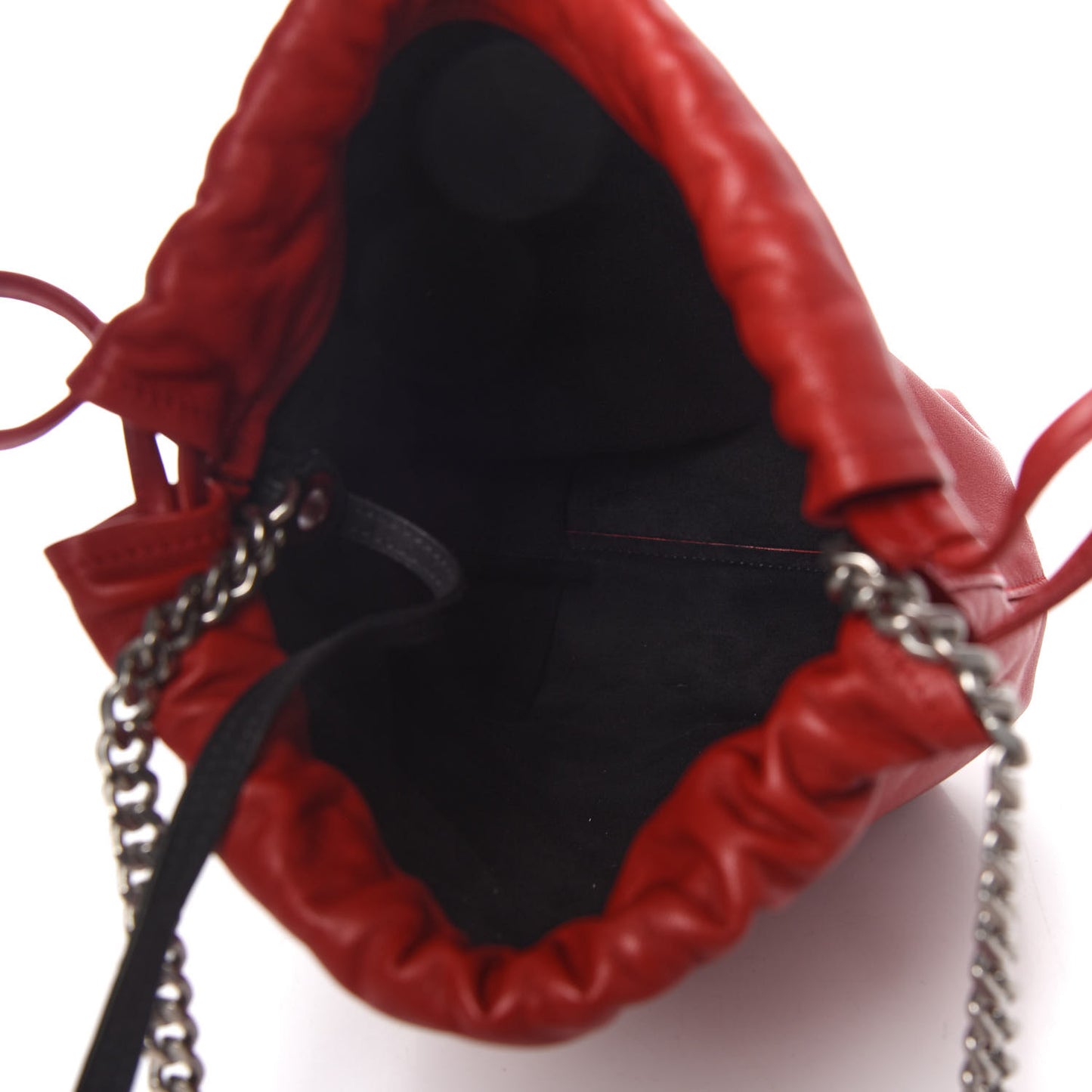 Lambskin Small Teddy Bucket Bag Red
