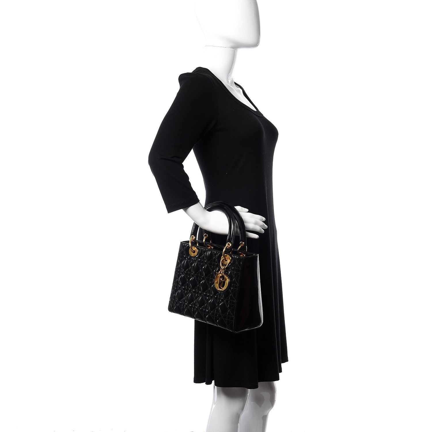 Christian Dior Patent Cannage Medium Lady Dior Black 2 of 11