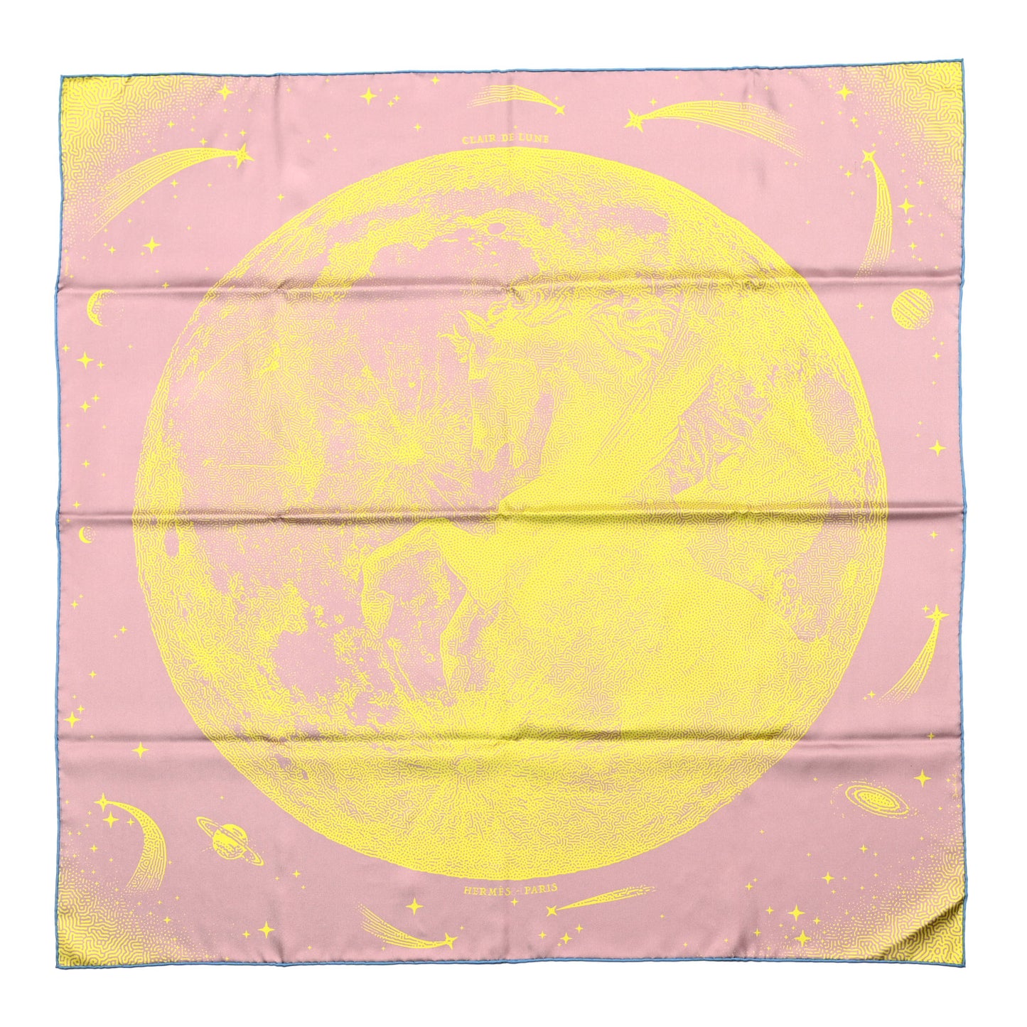 Silk Double Face Clair De Lune Scarf 90 Vieux Rose Jaune