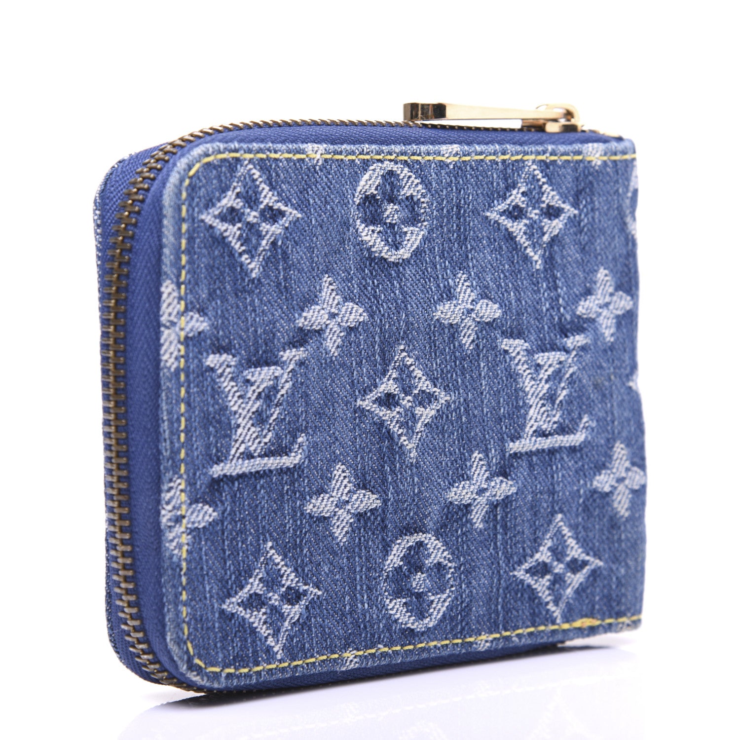 Louis Vuitton Denim Zip Compact Wallet Blue 3 of 14