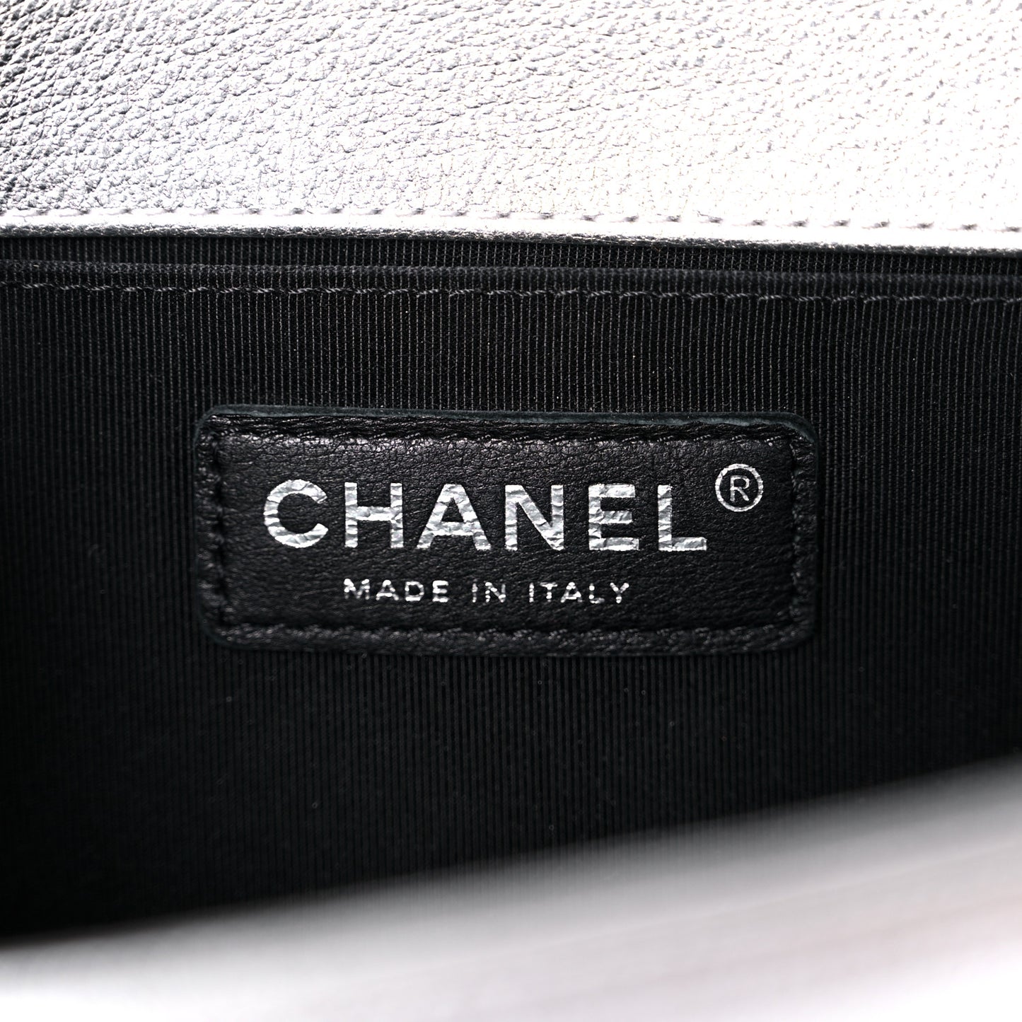 Metallic Goatskin Calfskin Medium Boy Flap Silver Black