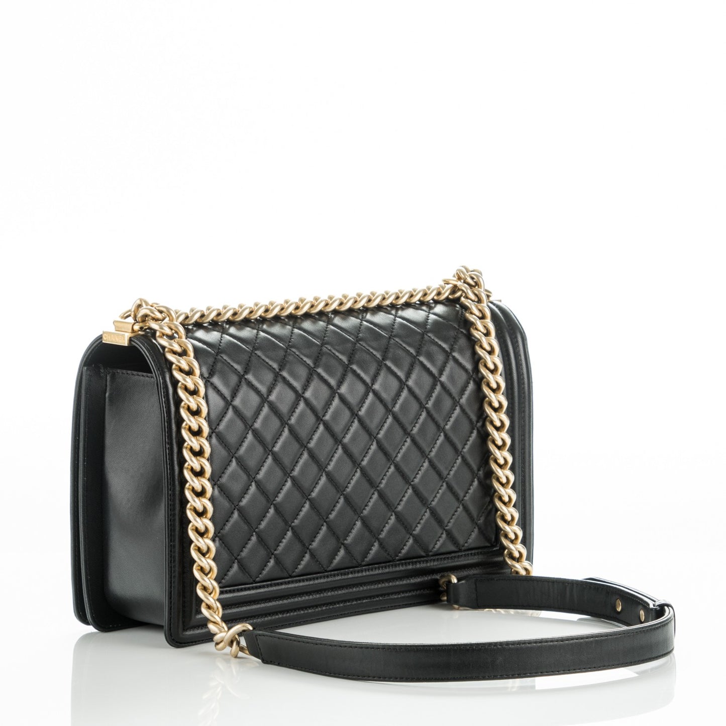 Lambskin Quilted New Medium Boy Flap Black