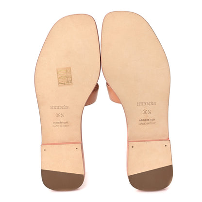 Hermes Calfskin Oran Sandals 36.5 Granit Rose 5 of 8
