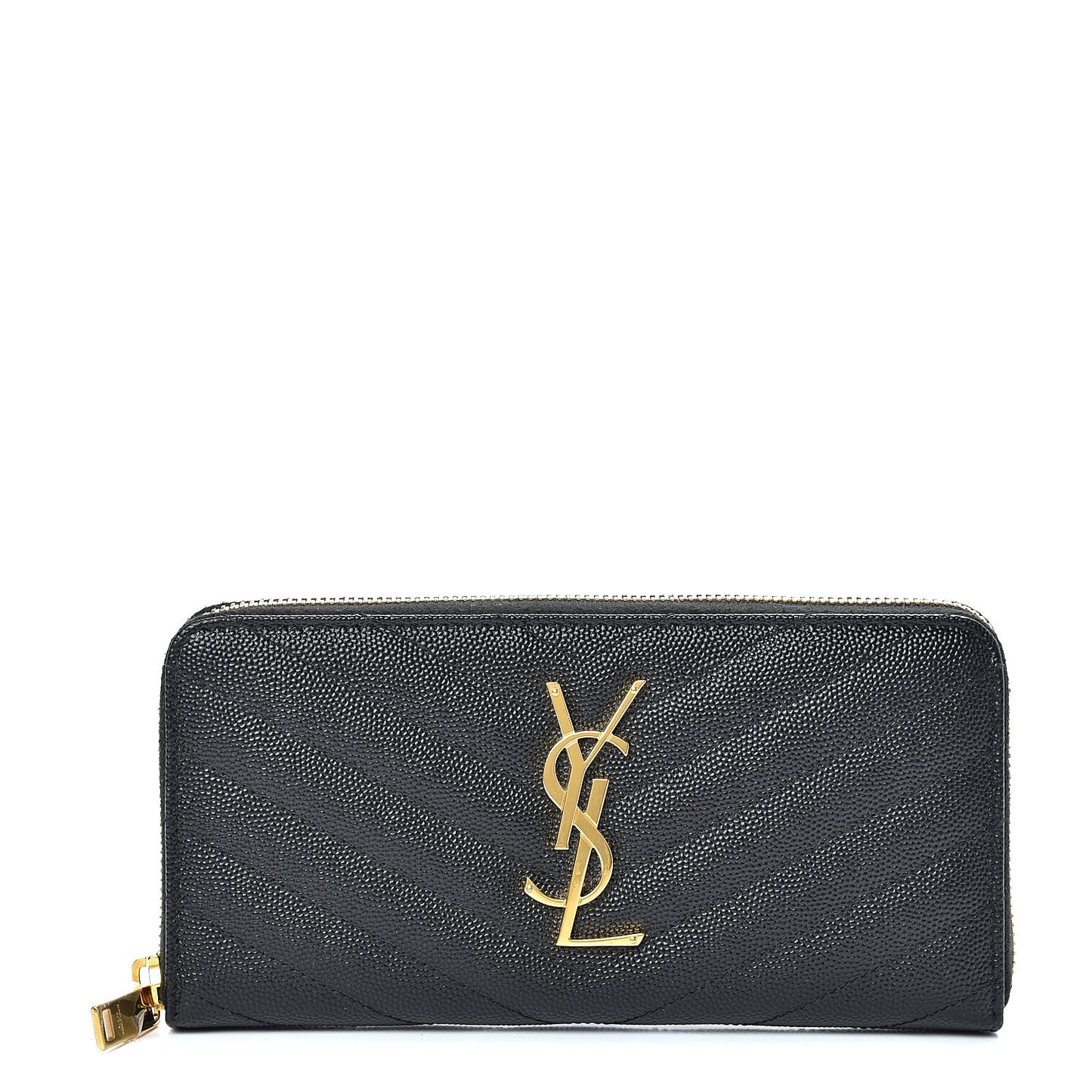 Grain De Poudre Matelasse Chevron Monogram Zip Around Wallet Black