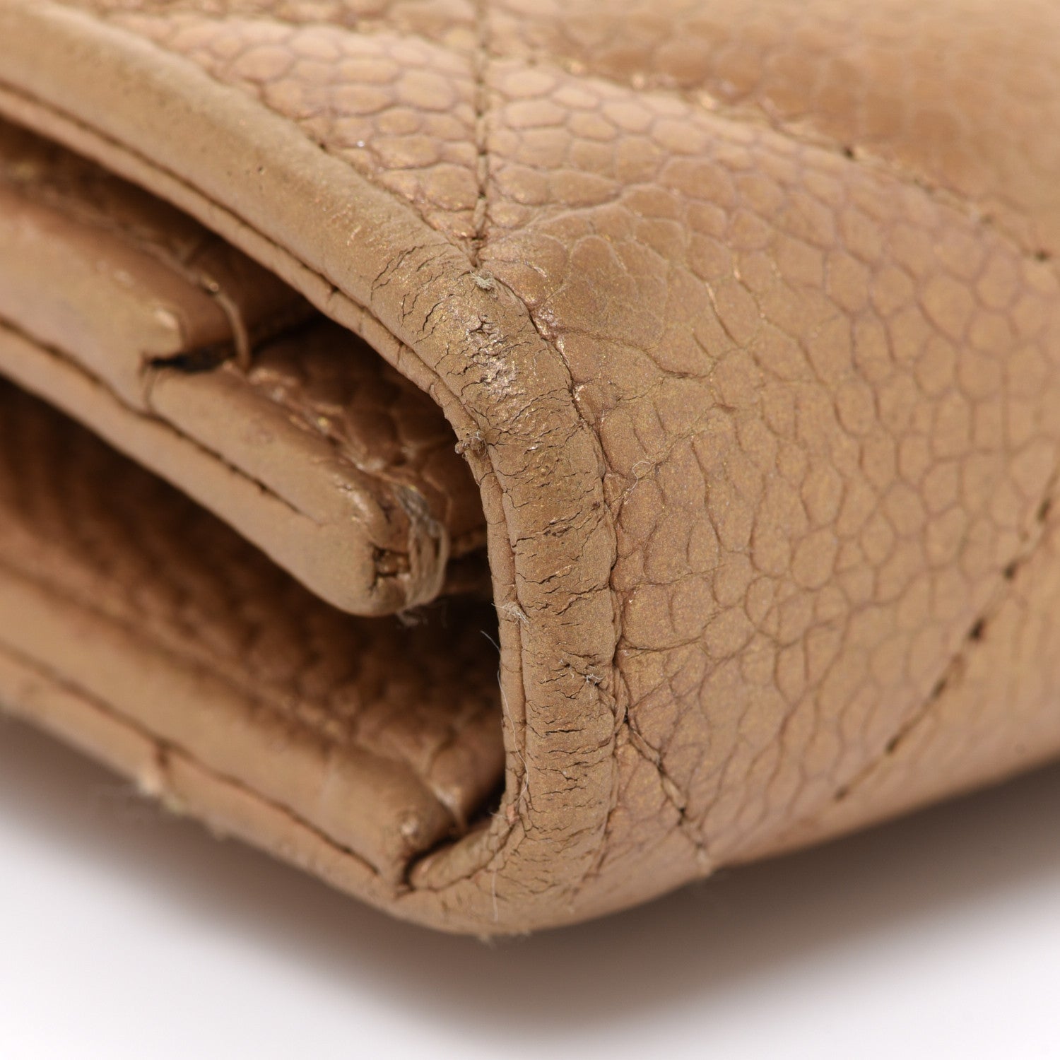 Chanel Pearly Caviar Quilted Small Flap Wallet Gold 7 of 15