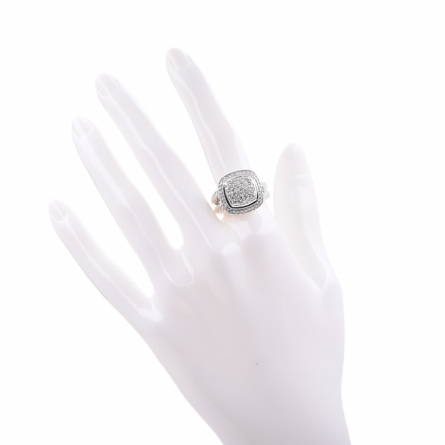 Sterling Silver Diamond 11mm Albion Pave Ring 56 7.5