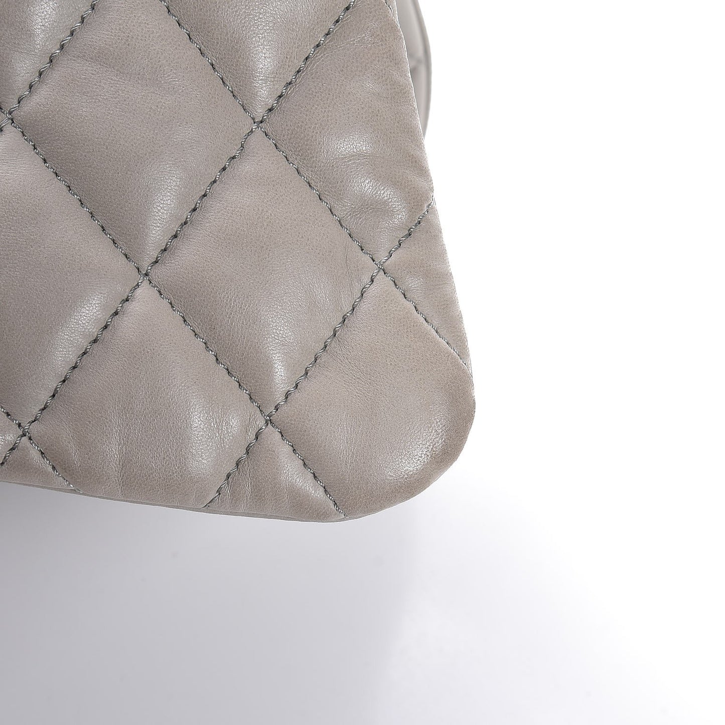 Lambskin Quilted Maxi 3 Flap Bag Grey