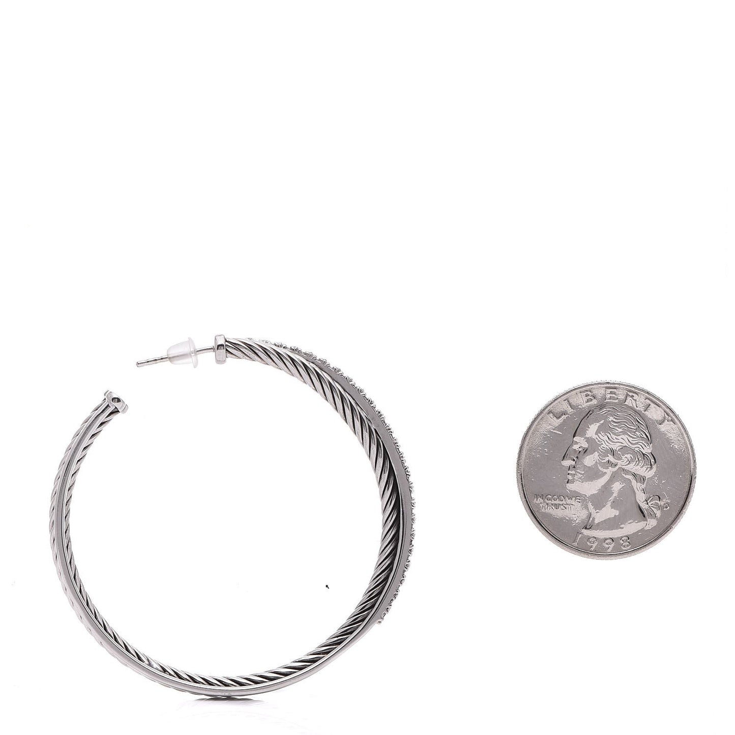 Sterling Silver Diamond Extra Large Crossover Hoop Earrings
