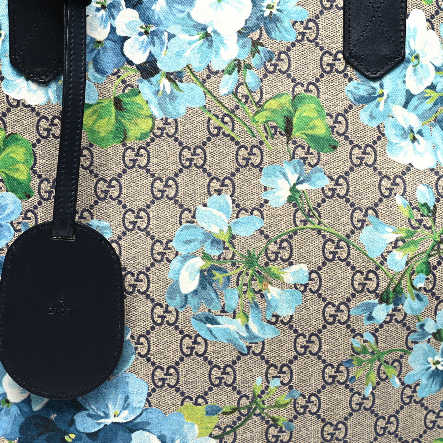 Gucci GG Supreme Monogram Blooms Medium Reversible Tote Beige Blue Navy 6 of 22