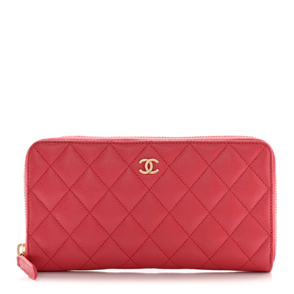 Chanel Caviar Quilted Medium Zip Around Wallet Dark Pink 1 of 11