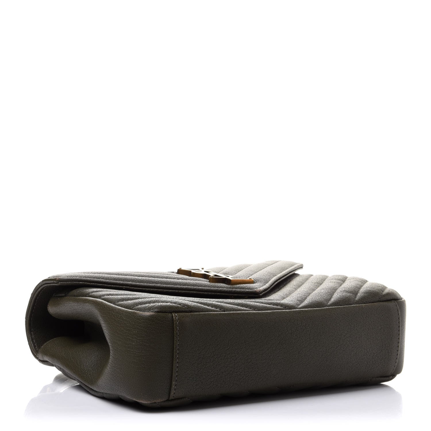Saint Laurent Sheepskin Matelasse Chevron Monogram Medium College Bag Military Olive 4 of 13
