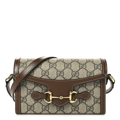Gucci GG Supreme Monogram Mini Horsebit 1955 Shoulder Bag Beige Brown Sugar 1 of 12