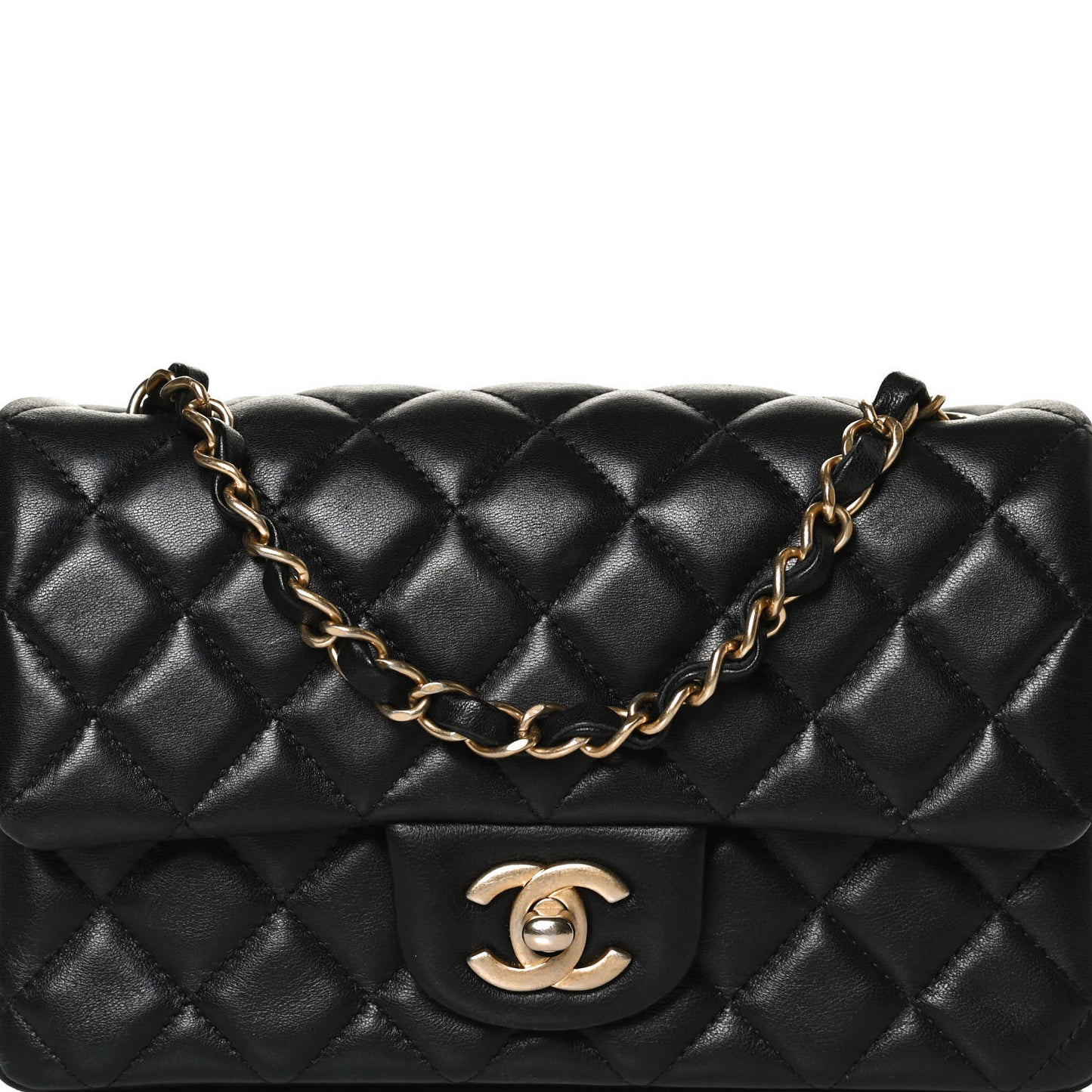 Lambskin Quilted Mini Rectangular Flap Black