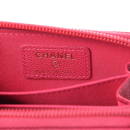 Chanel Caviar Quilted Boy Zip Around Coin Purse Wallet Fuchsia 6 of 11