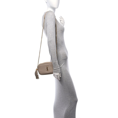Saint Laurent Grain De Poudre Matelasse Monogram Mini Lou Camera Bag Dark Beige 2 of 11