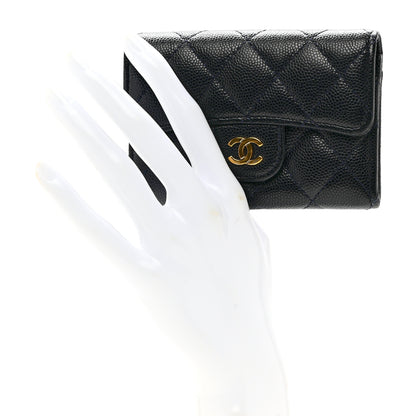 Chanel Caviar Quilted Flap Card Holder Wallet Navy Blue 2 of 8