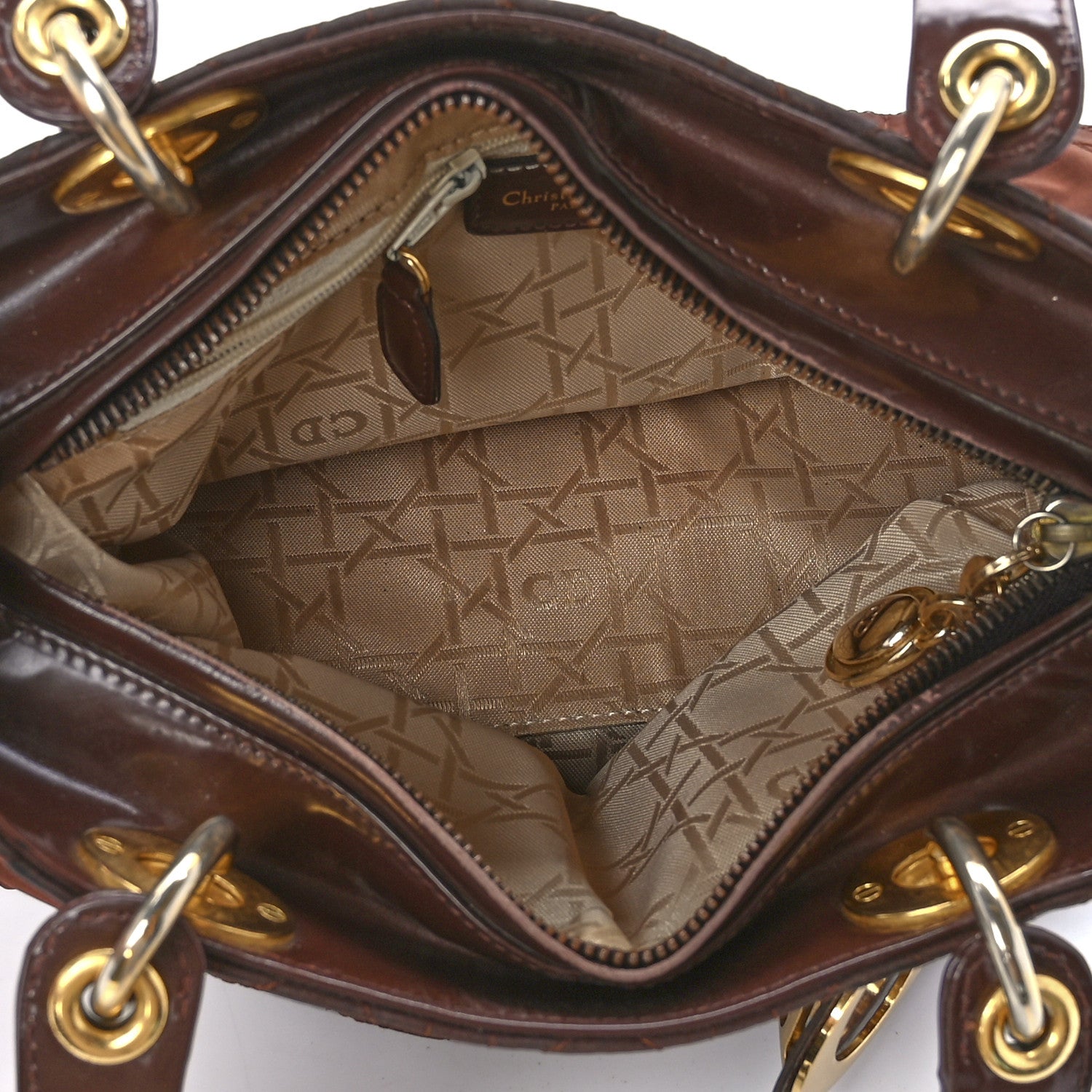 Christian Dior Nylon Cannage Medium Lady Dior Brown 4 of 10