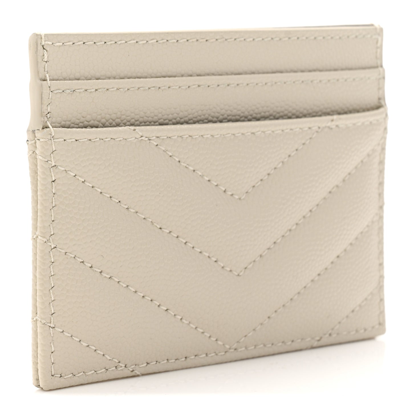 Grain De Poudre Matelasse Chevron Monogram Credit Card Case Crema Soft