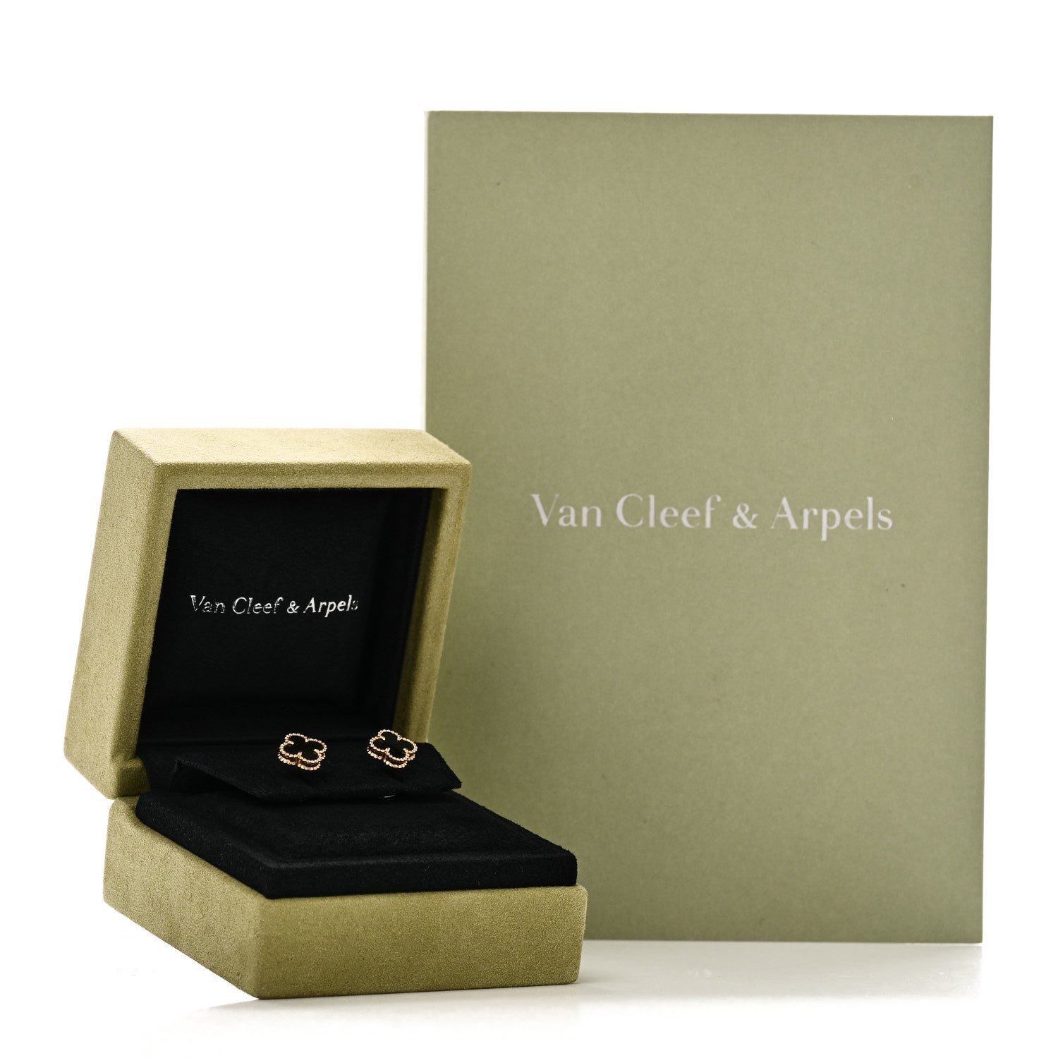 Van Cleef & Arpels 18K Yellow Gold Black Onyx Sweet Alhambra Earrings 5 of 5