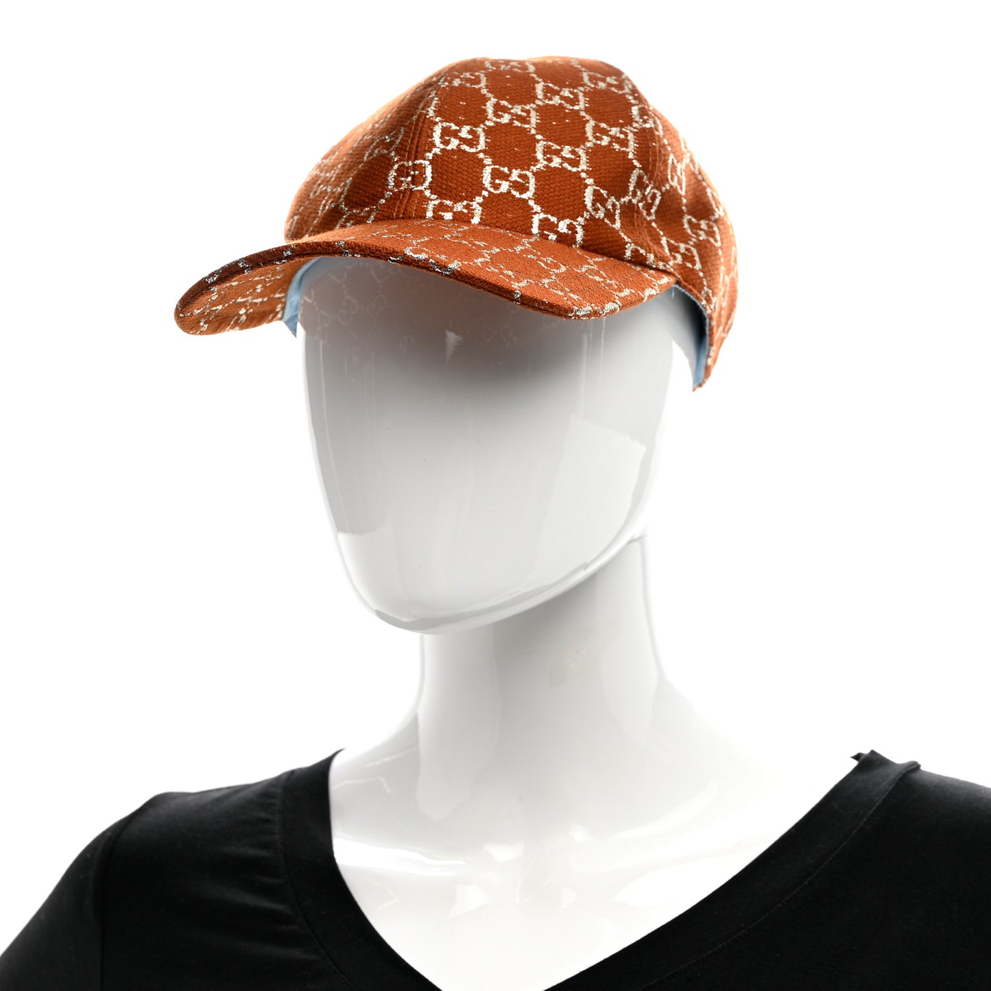Canvas Lame GG Monogram Rush Baseball Hat M Burnt Orange Silver