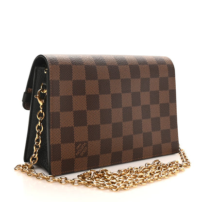 Louis Vuitton Damier Ebene Vavin Chain Wallet Black 3 of 9