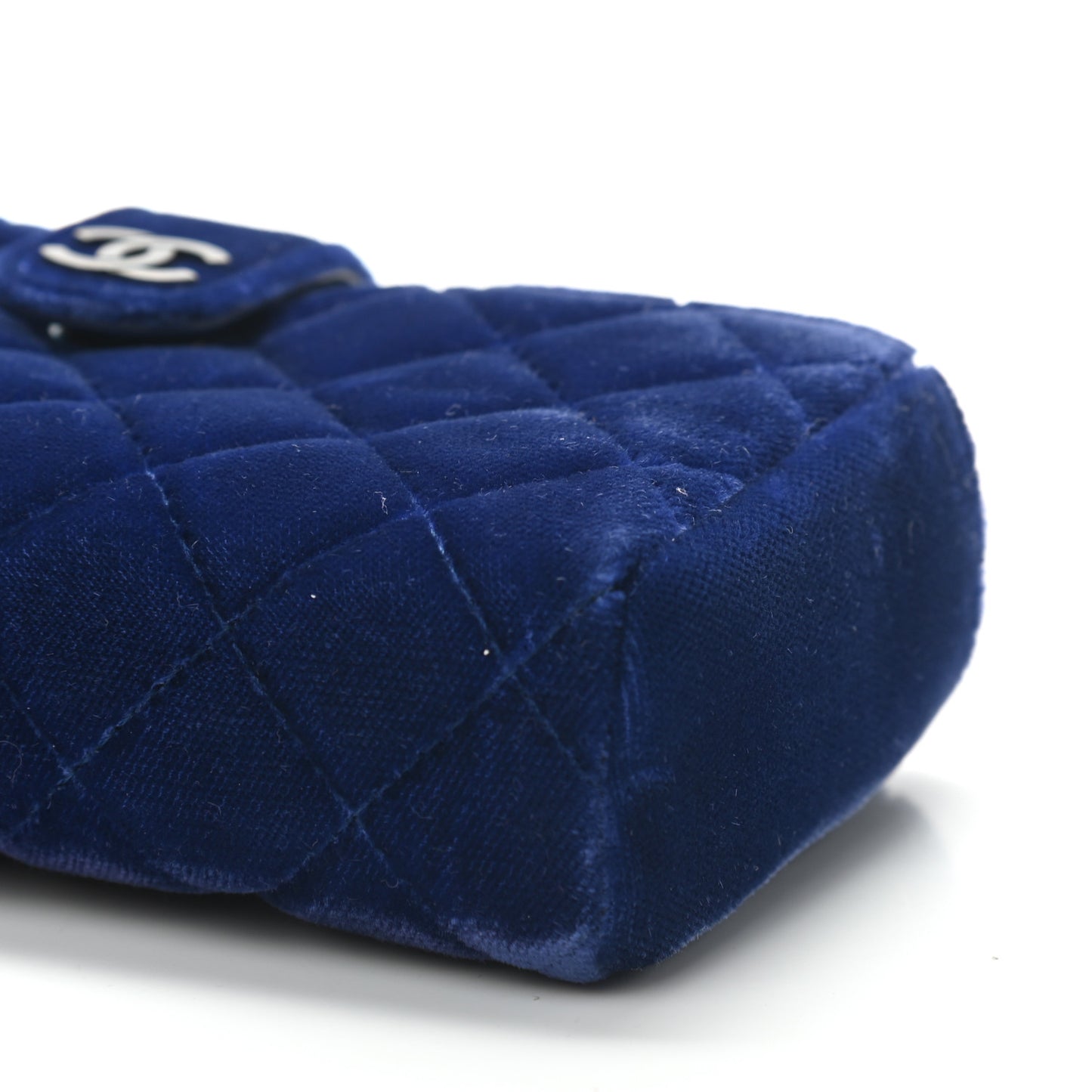 Velvet Quilted Mini Phone Holder Crossbody Bag Blue