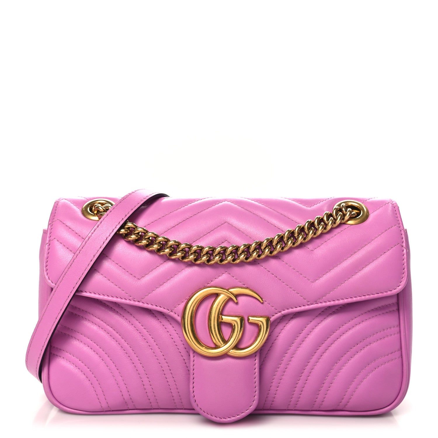 Gucci Calfskin Matelasse Small GG Marmont Shoulder Bag Candy Mousse 1 of 10