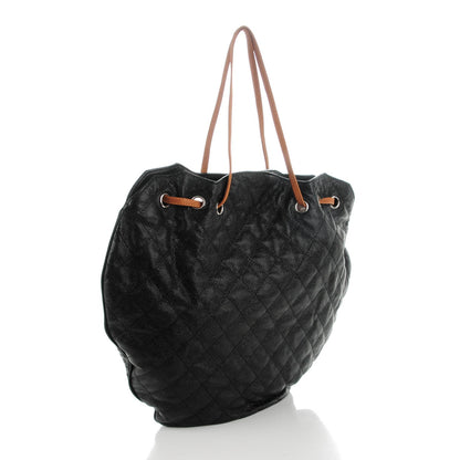 Chanel Crumpled Grained Calfskin Drawstring Tote Black 3 of 7