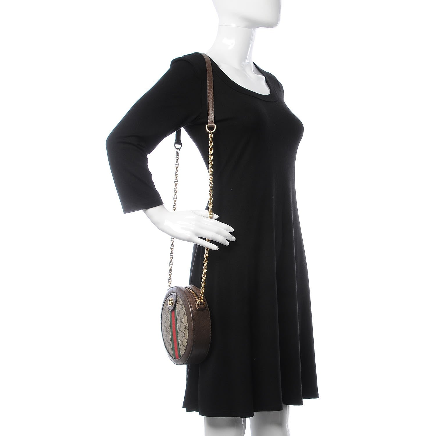 Gucci GG Supreme Monogram Web Mini Ophidia Round Shoulder Bag Brown 2 of 8