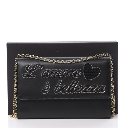Dolce & Gabbana Vitello L'Amore Bellezza Chain Wallet Black 14 of 14