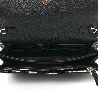 Valentino Garavani Pebbled Calfskin Rockstud Flap Wallet On Chain Black 5 of 11