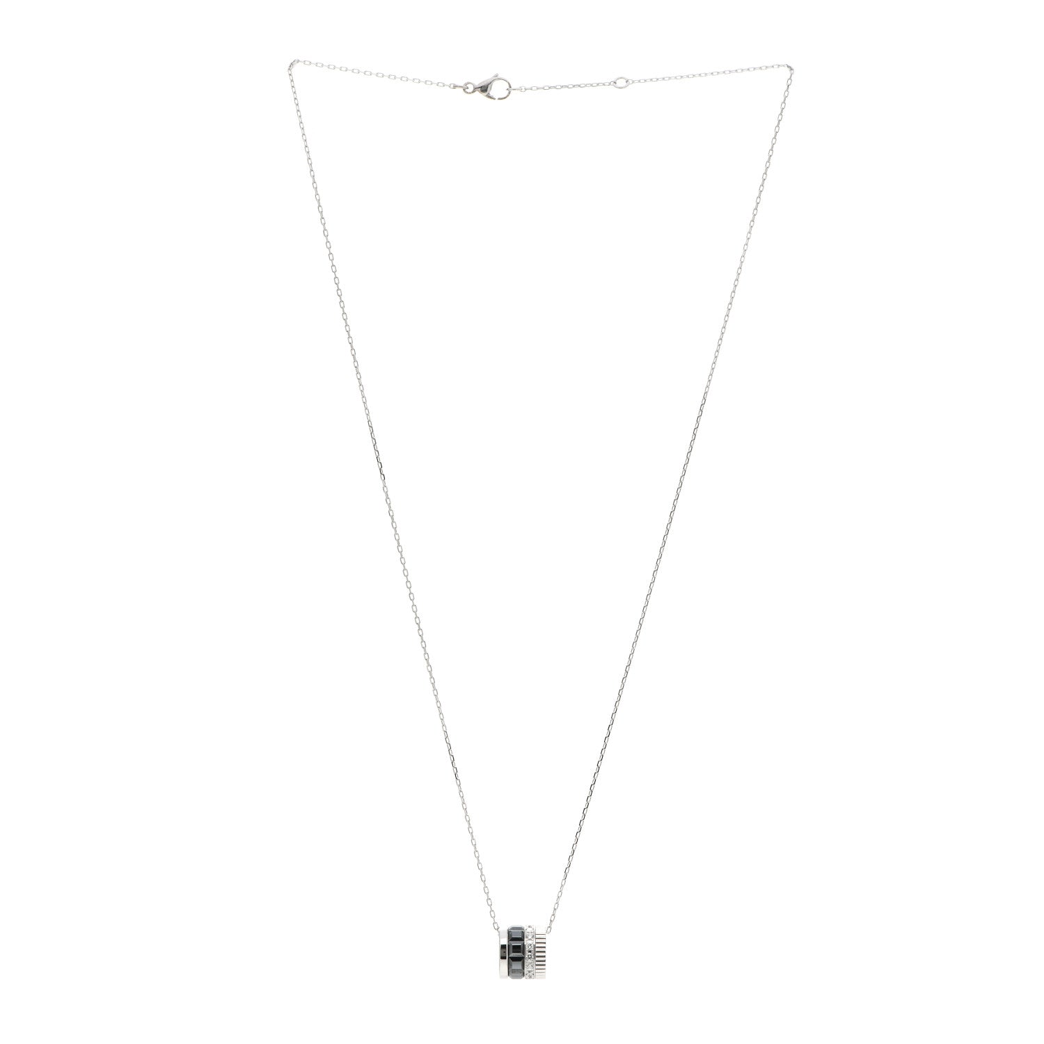 Boucheron 18K White Gold PVD Black Diamond Quatre Ring Pendant Necklace 3 of 4