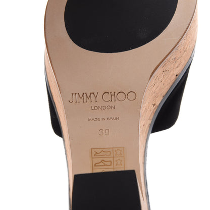 Jimmy Choo Suede Cork DeeDee Platform Sandals 39 Black 7 of 12