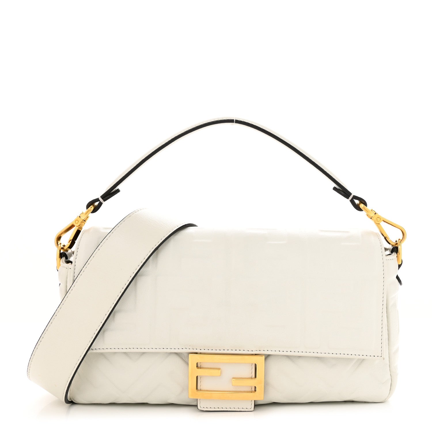 Fendi Nappa FF 1974 Embossed Baguette White 1 of 13