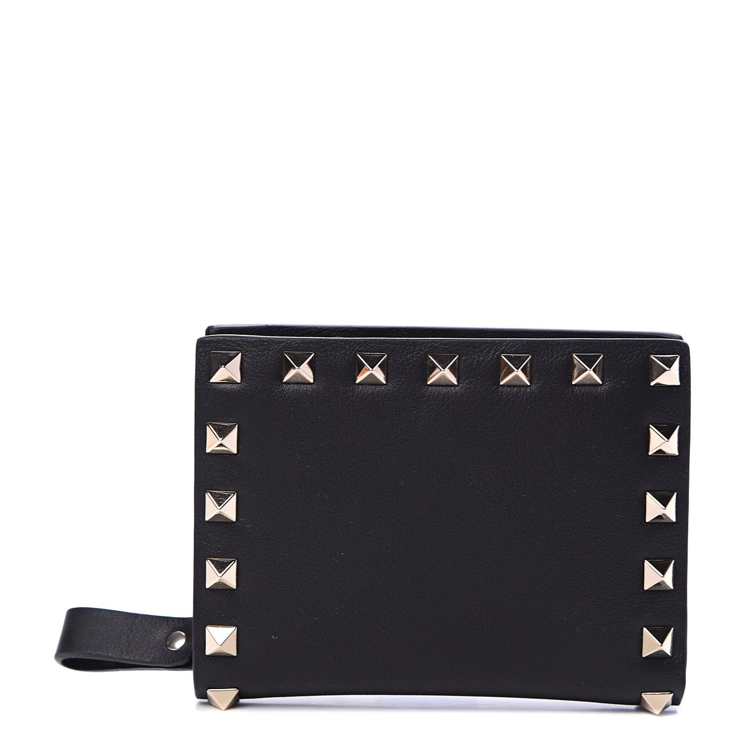 Valentino Garavani Calfskin Rockstud Compact Bi-Fold Wallet Black 1 of 9