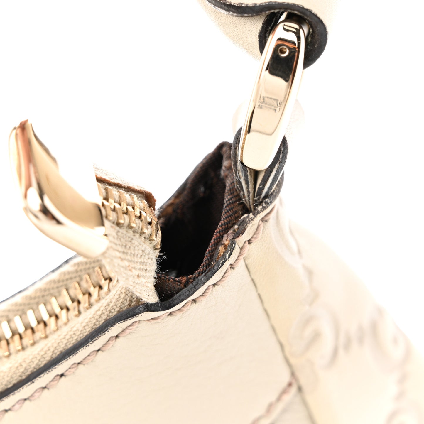 Guccissima Medium D Gold Hobo Off White
