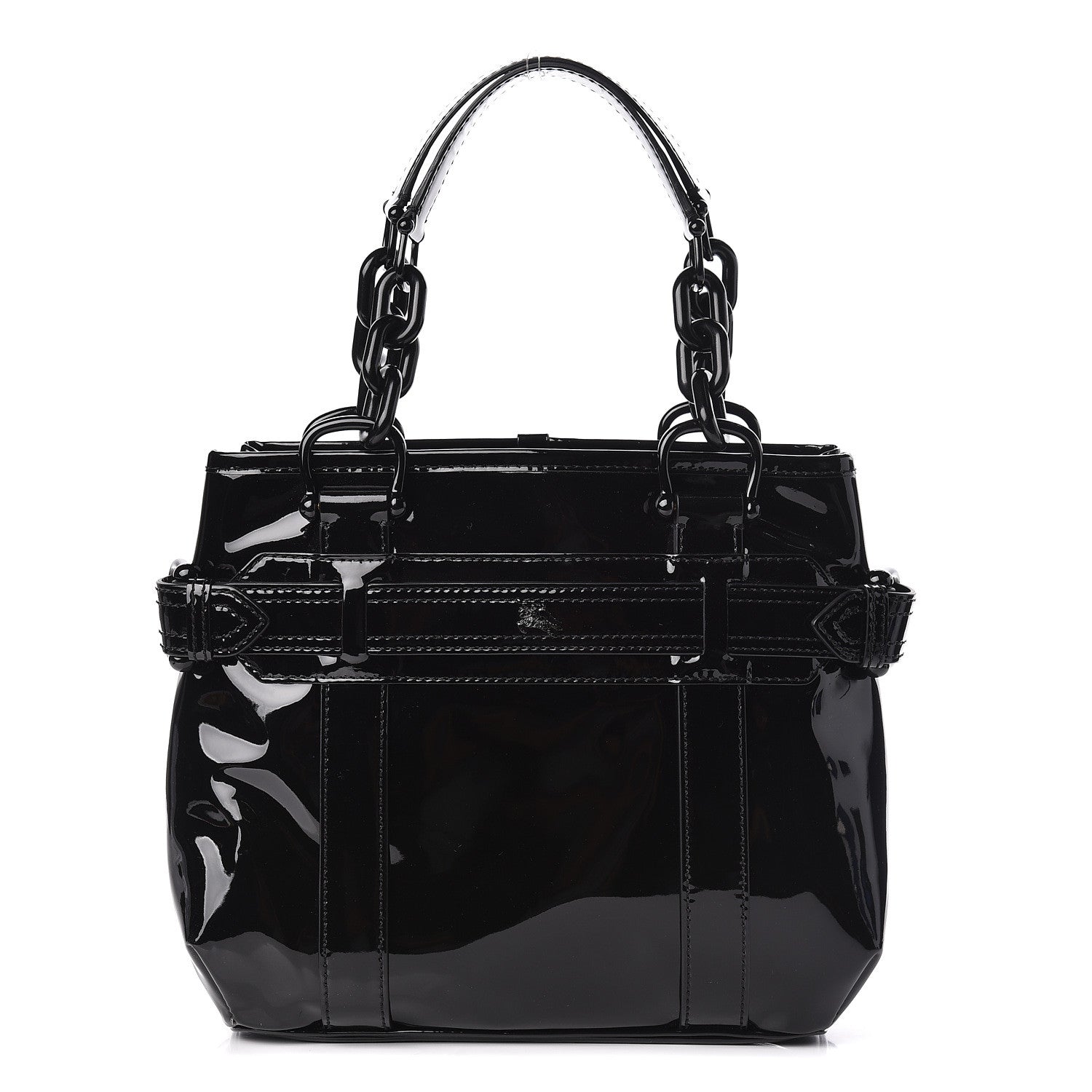 Burberry Patent Calfskin Chain Tote Black 1 of 9