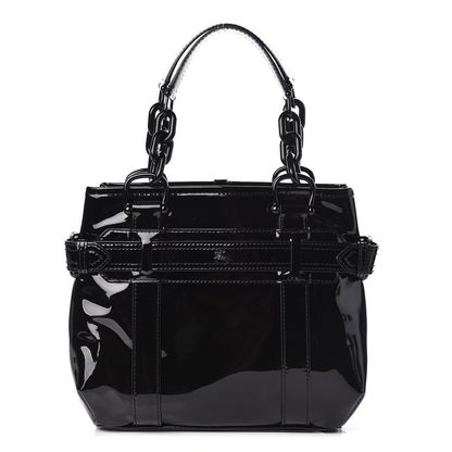 Burberry Patent Calfskin Chain Tote Black 1 of 9