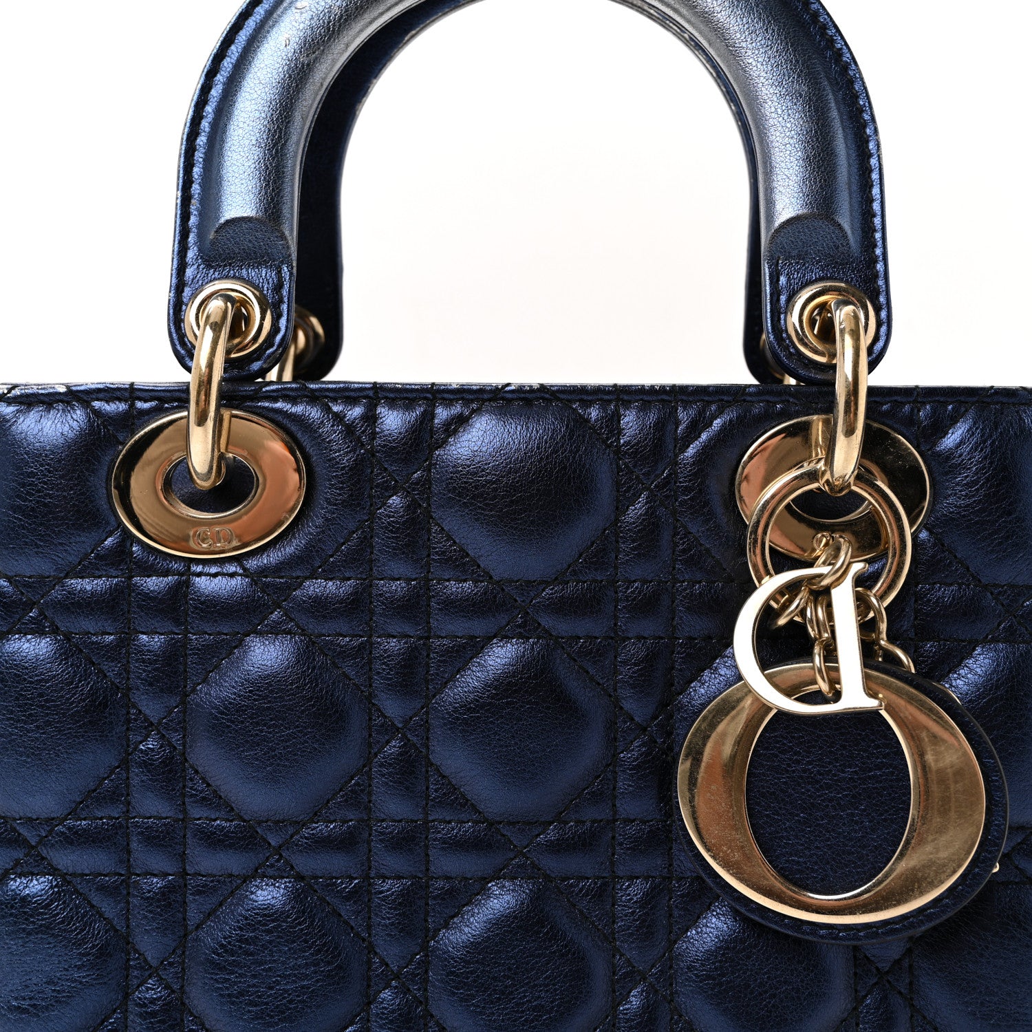 Christian Dior Metallic Lambskin Cannage Small My ABCDior Lady Dior Blue 7 of 9